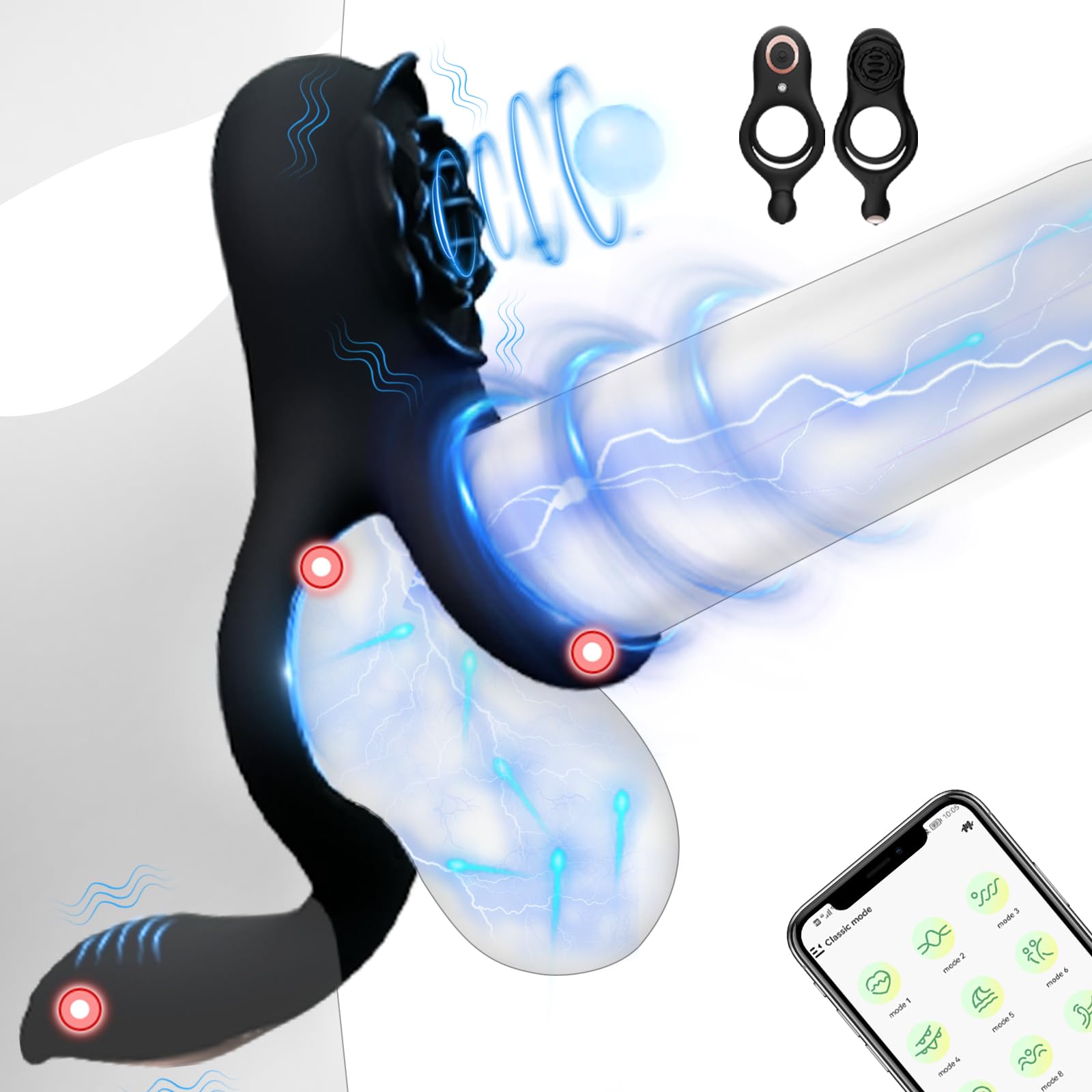 **9-Speed Vibrating Cock Ring with APP Control - Couples Sex Toy for Men & Women, Perineum & Clitoral Stimulator - Enhance Intimacy & Pleasure in Bedroom Play**
