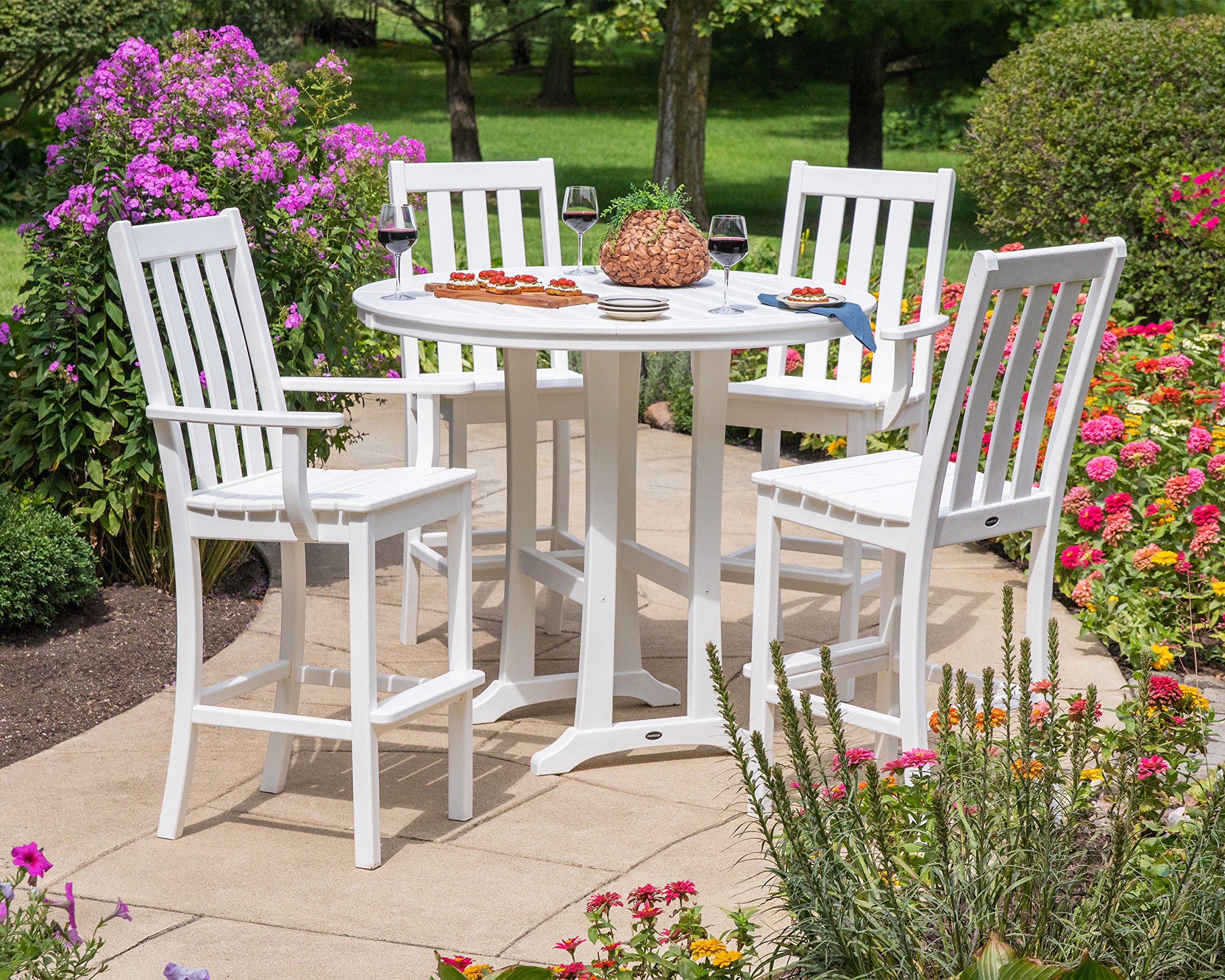 POLYWOOD® Vineyard Bar Side Chair - Durable Outdoor Furniture in Green - Perfect for Patio, Deck, and Garden Seating