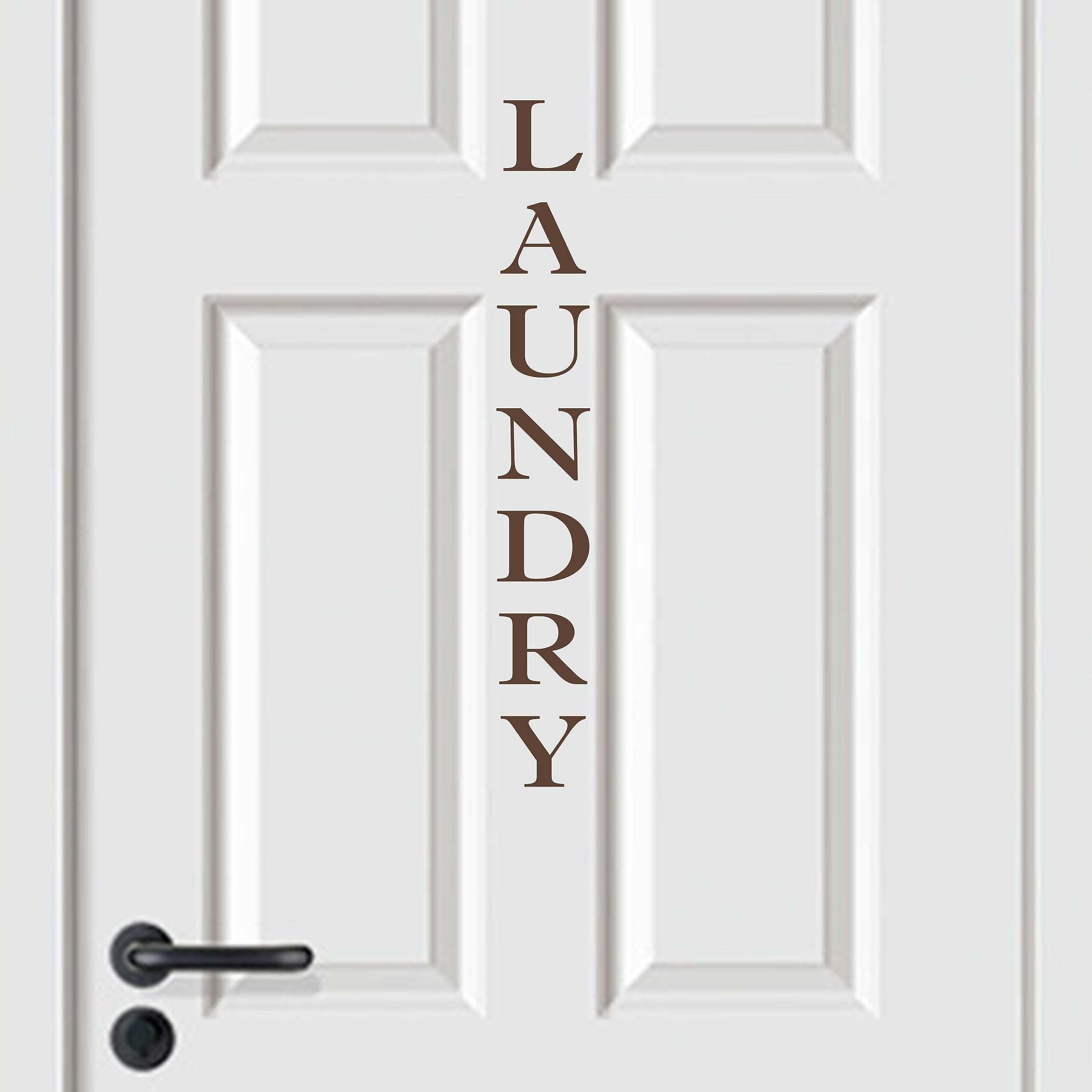 Laundry Room Wall Decal Sticker - Brown Vinyl Door Decor for Laundry Room Organization | Made in USA | Perfect for Laundry Room, Bathroom & Home Decor