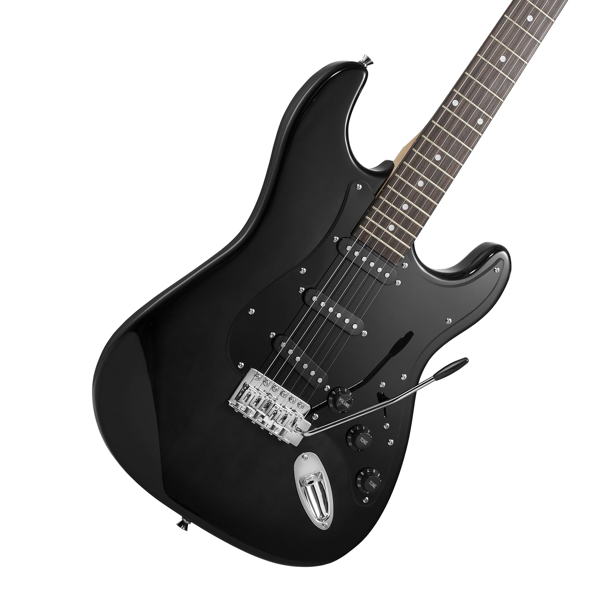 Ashthorpe 39-Inch Full-Size Electric Guitar Kit (Black) - Includes Padded Gig Bag, Tremolo Bar, Strap, Strings, Cable, Cloth & Picks - Perfect for Beginners, Practice & Live Performances