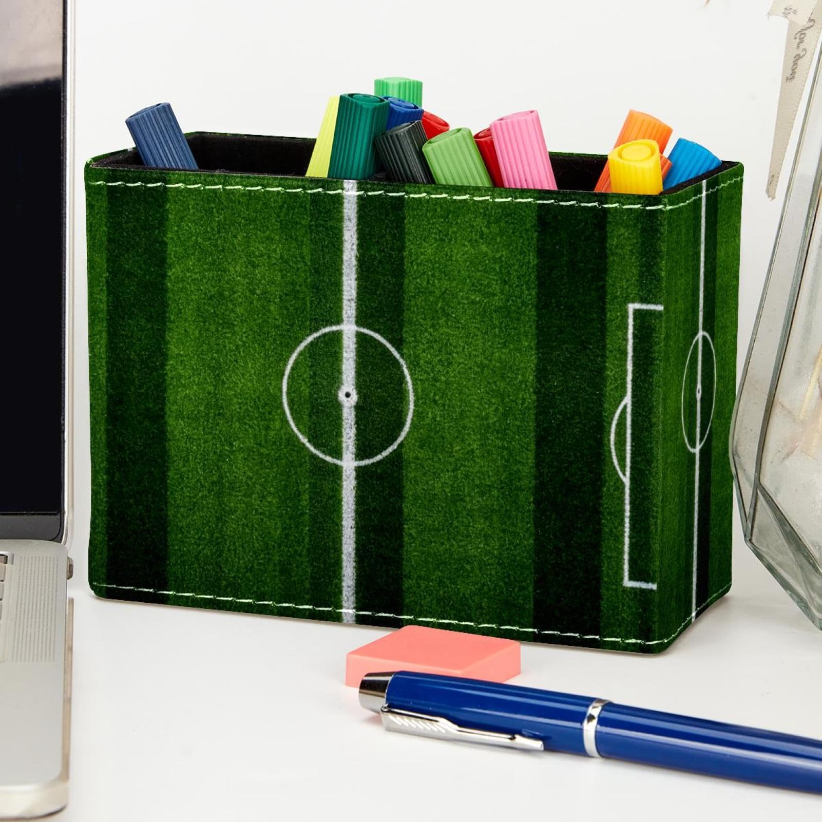 Football Themed Pen Holder for Desk - Stylish Pencil Organizer with Sports Court Design - Perfect Office Supplies for Football Fans & Sports Enthusiasts - Great for Home, Office, or School Desk Organization