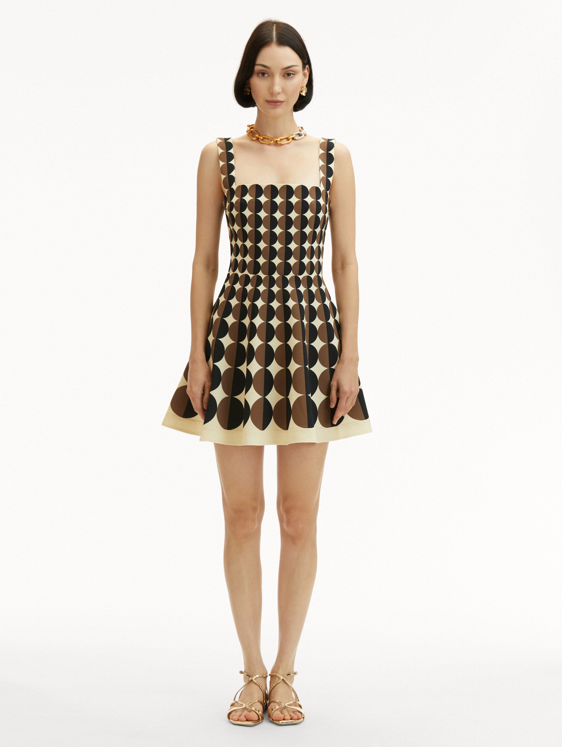 Geometric Circle Wool Dress for Women - Elegant Winter Office Wear & Holiday Party Outfit