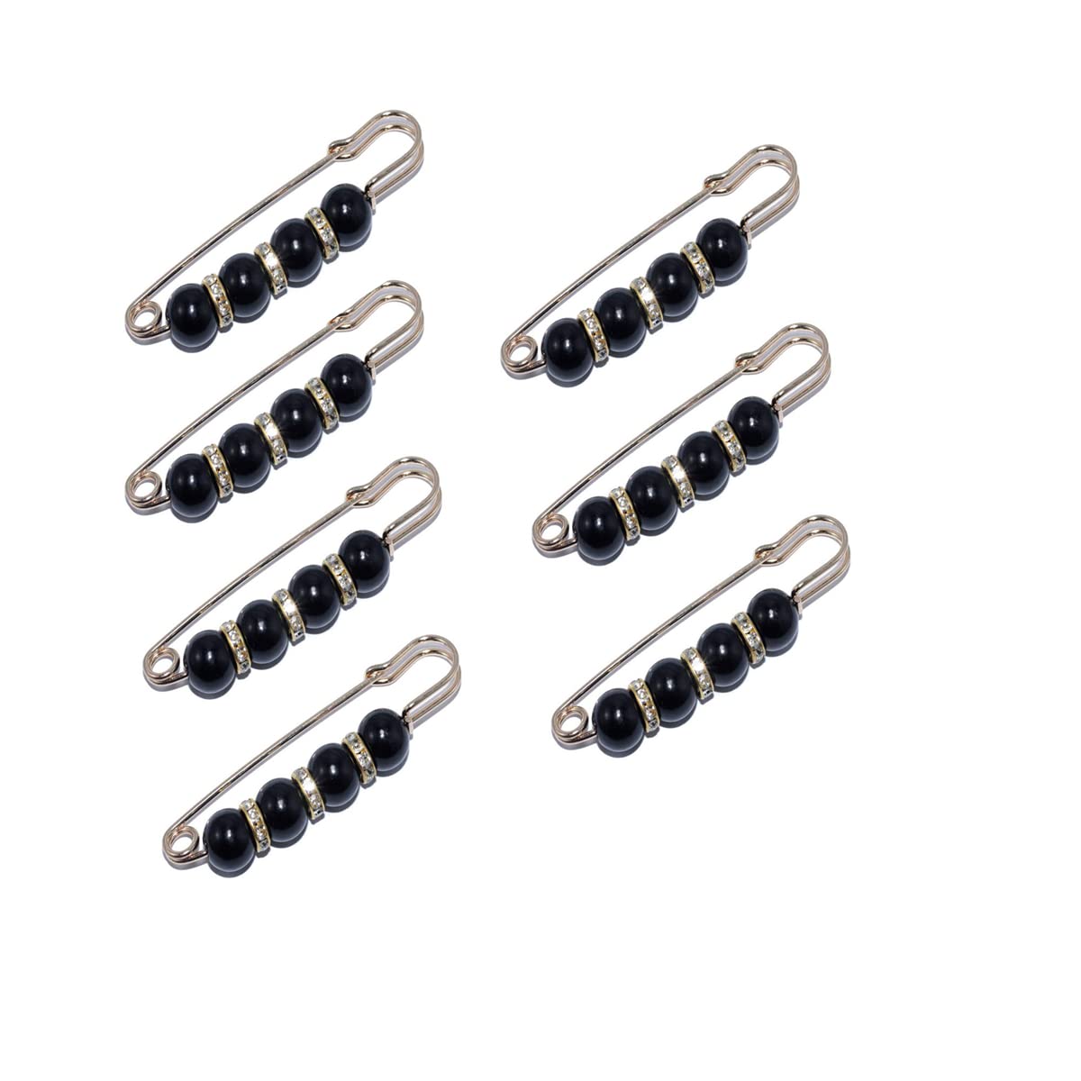 LIYADHD 7PCS Rhinestone Pearl Safety Pin Brooches - Elegant Collar Pins for Sweaters, Shirts & Shawls - Women's Fashion Accessories for Dresses, Blouses & Office Wear