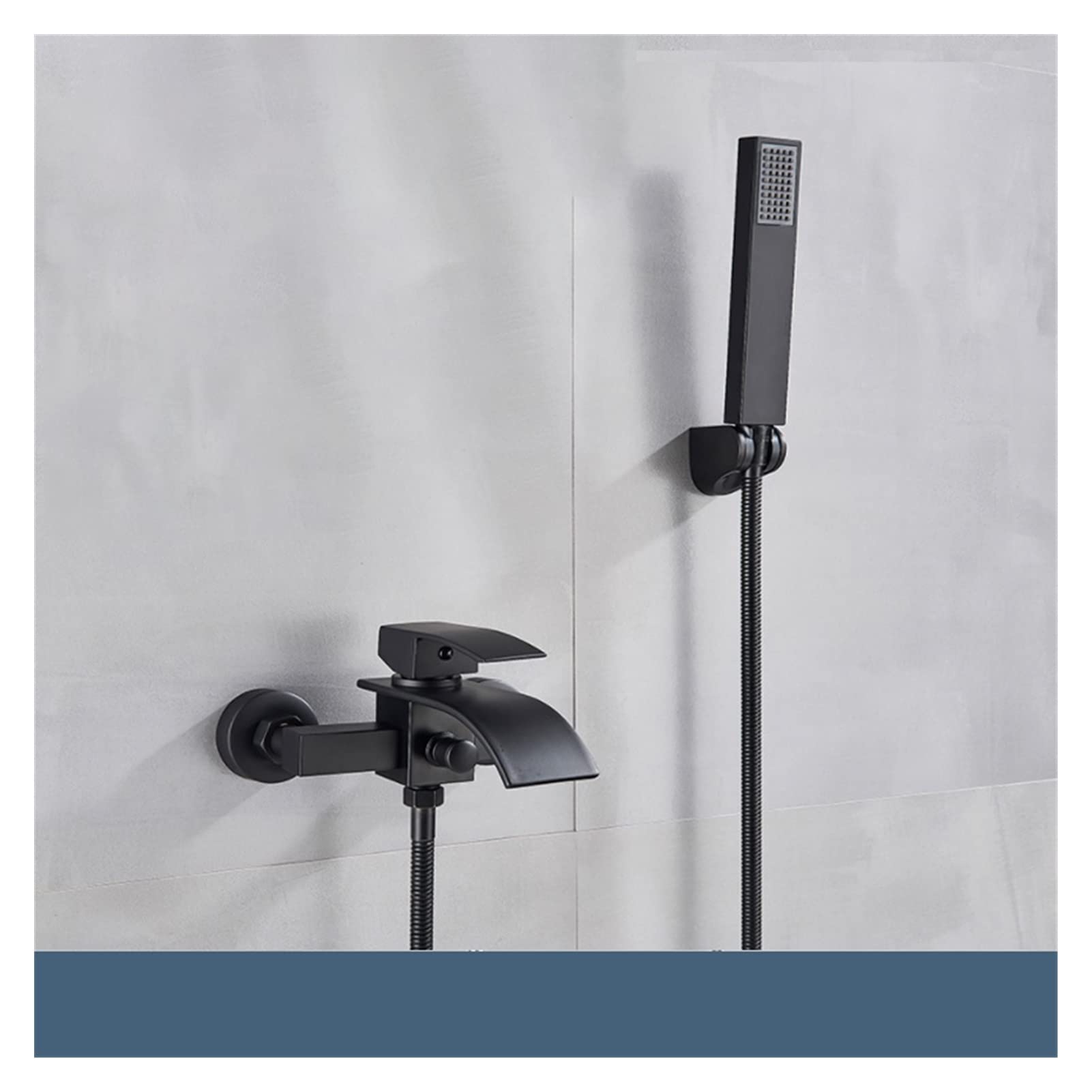 GUSAJ Modern Matte Black Waterfall Bathtub Faucet with Hand Shower - Hot & Cold Water Mixer Tap - Wall Mounted Bathroom Faucet for Sink - Perfect for Spa-Like Bathroom Upgrade (Matte Black)