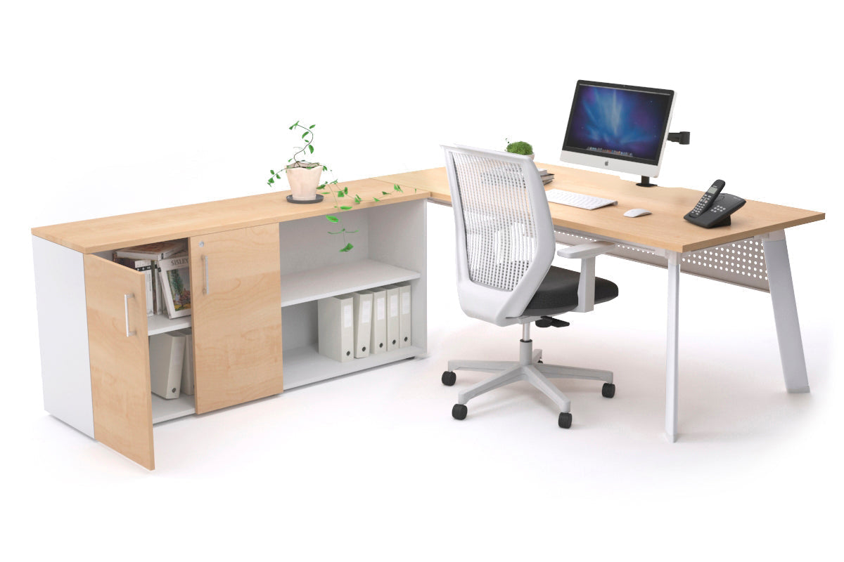 Switch Executive Office Desk with Uniform Spine & White Frame - 1600L x 800W with Cable Management Scallop - Perfect for Modern Workspaces, Home Offices & Conference Rooms
