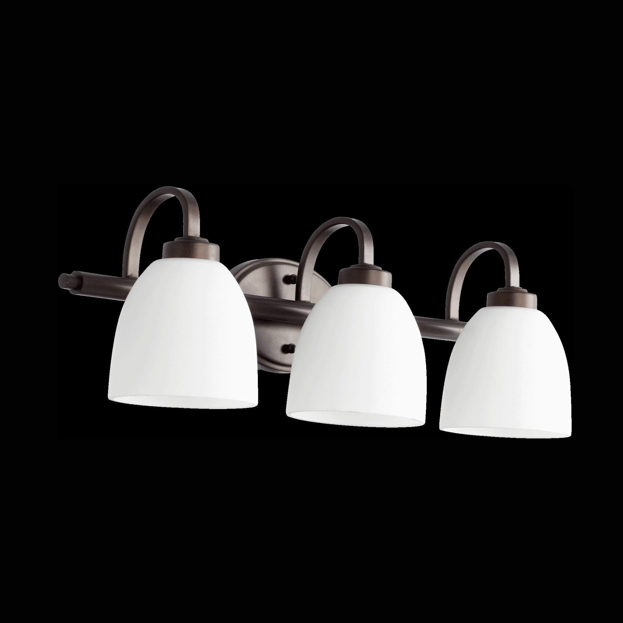 Quorum 5060-3-86 Modern 3-Light Bathroom Vanity Light Fixture in Oiled Bronze Finish - Perfect for Contemporary Bathroom, Bedroom or Dressing Room Lighting
