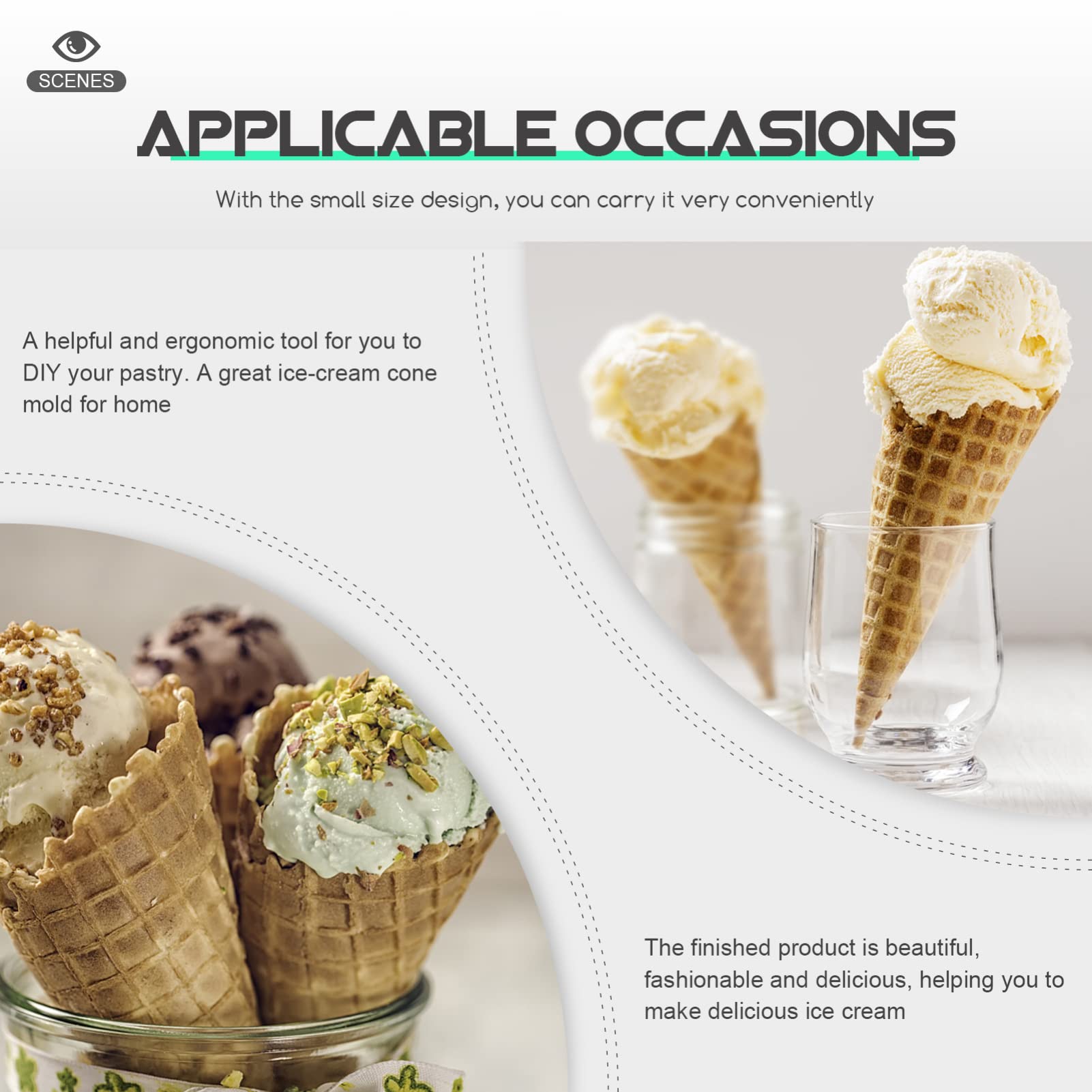 Professional DIY Ice Cream Cone Mold & Waffle Cone Maker Set - Dessert Shop Supplies for Homemade Ice Cream Cones | Perfect for Home Kitchens, Ice Cream Shops & Party Treats