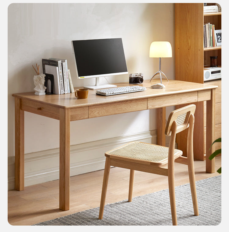 Premium Solid Oak & Ash Wood USB Office Desk - Modern Home & Workspace Furniture for Productivity & Organization | Perfect for Remote Work, Study & Office Setup