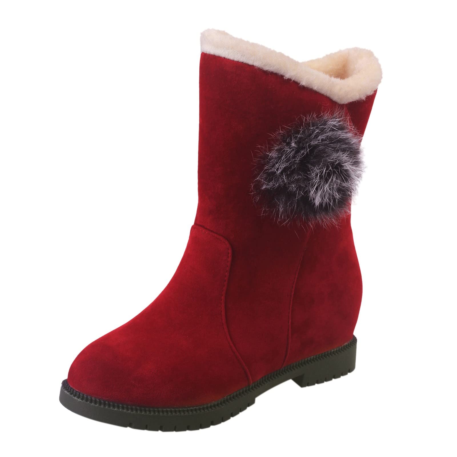 Women's Winter Snow Boots - Ankle Warm Thermal Boots with Thick Sole & Tassel Design | Waterproof Plush Shoes for Rain & Snow | Red Size 7 | Perfect for Cold Weather, Outdoor Activities & Winter Fashion