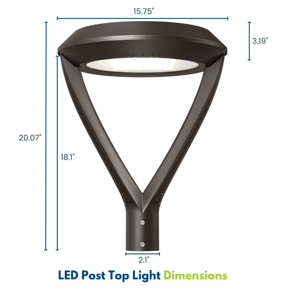 High-Efficiency LED Post Top Light - 10,500 Lumens, 75W Equivalent, 4W Selectable, 5000K/4000K CCT Options, 120-277V Wide Voltage - Perfect for Street Lighting, Parking Lots, and Outdoor Area Illumination