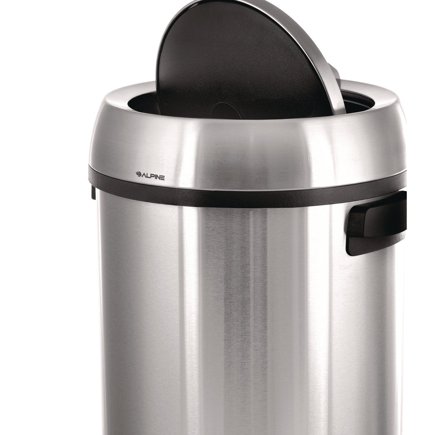 Alpine Industries 17 Gallon Stainless Steel Commercial Trash Can with Swing Lid - Heavy Duty Kitchen & Office Waste Bin for Restaurants, Hotels & Businesses