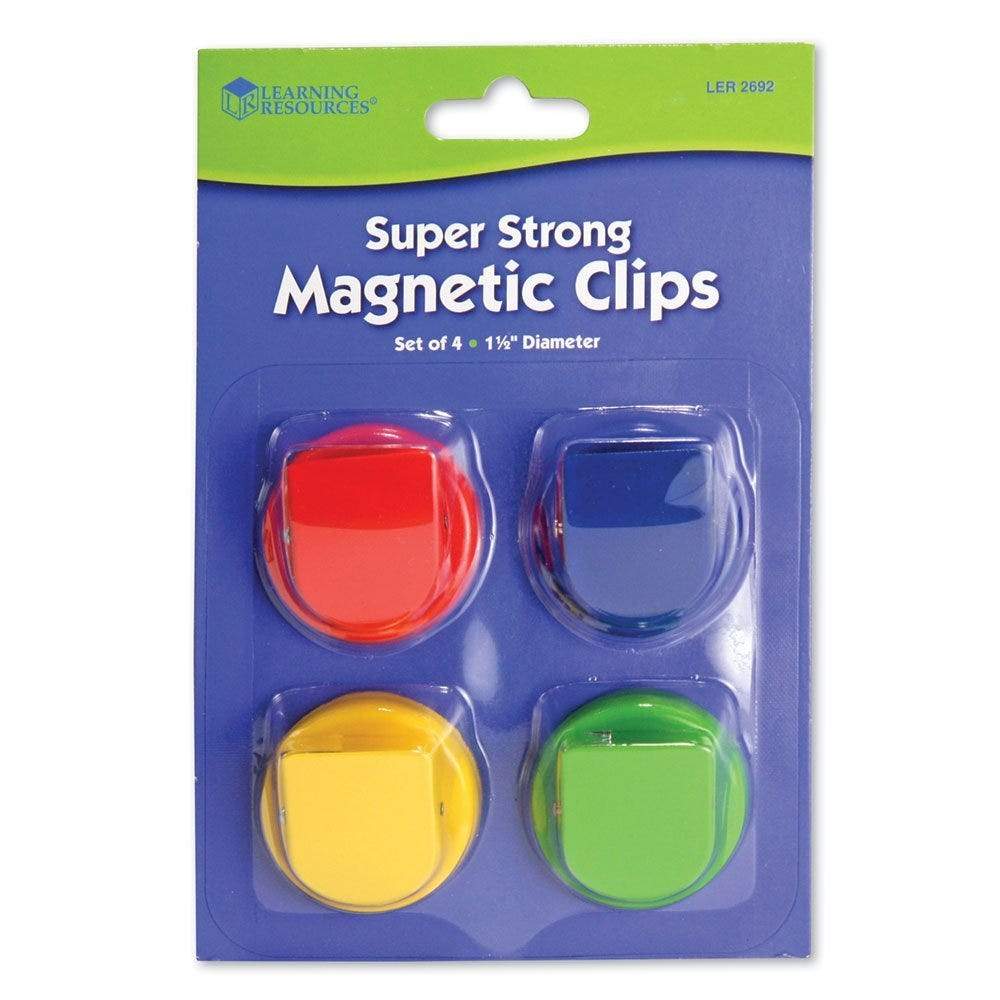 Super Strong Magnetic Clips Set of 4 - Heavy Duty Refrigerator Magnets for Kitchen, Office & Whiteboard Organization