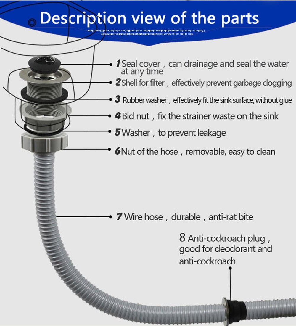 Talea Sink Strainer with Drain Hose - Heavy Duty Mop Pool Drainage System for Kitchen, Utility Sink & Outdoor Cleaning (Perfect for Garage, Basement & RV Use)