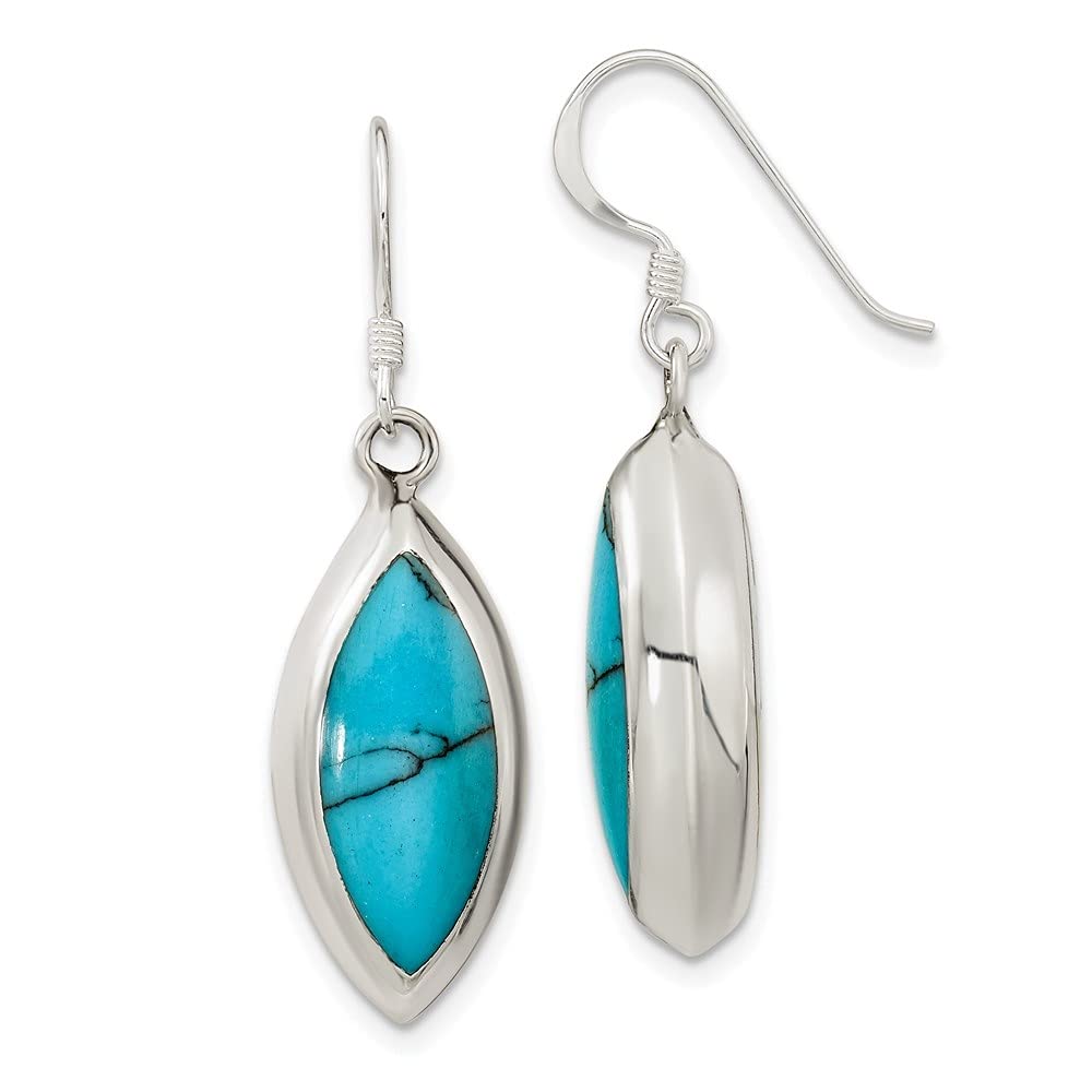 Diamond2Deal Sterling Silver Polished Mother of Pearl & Synthetic Turquoise Dangle Earrings for Women | Elegant Boho Jewelry for Parties, Weddings & Everyday Wear