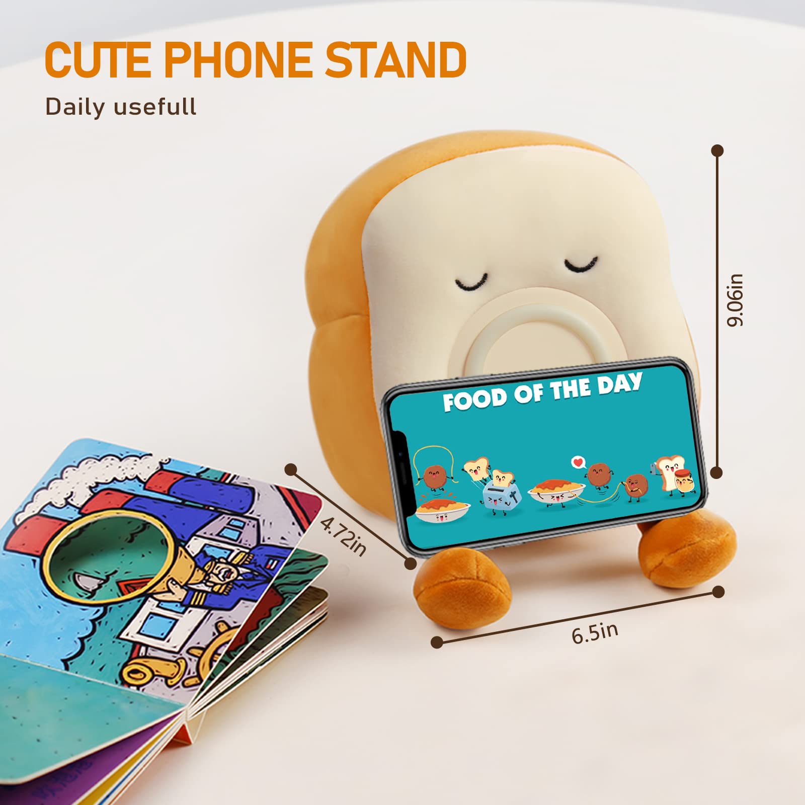 QANYI Cute Toast Bread Night Light Plushie - Soft Stuffed Animal Alarm Clock & Bedside Lamp for Kids Room Decor - Perfect Gift for Girls Ages 6-11 - Ideal for Bedtime, Nursery Lighting & Birthday Presents