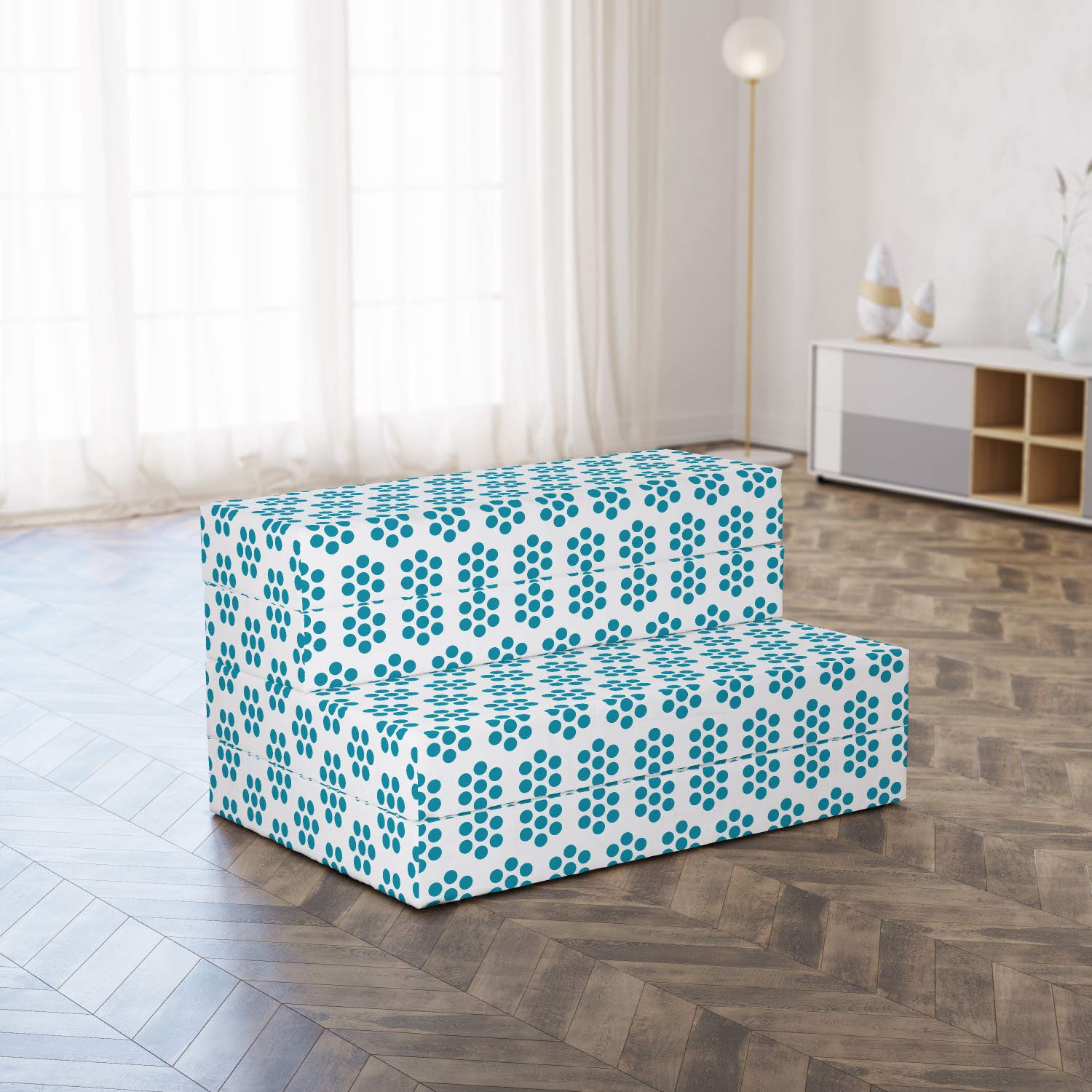 Ambesonne Abstract Foldable Mattress - Simple Geometric Floral Design, 74.8