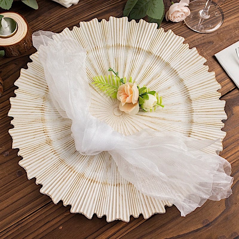 5-Pack Sheer Crinkled Organza Table Napkins for Wedding, Party & Formal Dining - Elegant Decorative Dinner Napkins for Special Occasions