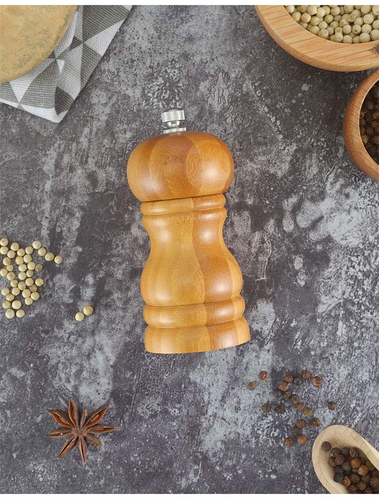 Premium Wooden Salt and Pepper Grinder Set - 4 Inch (11.5cm) Adjustable Ceramic Mill with Coarse to Fine Grind Settings - Perfect for Kitchen, Dining Table & Gourmet Cooking