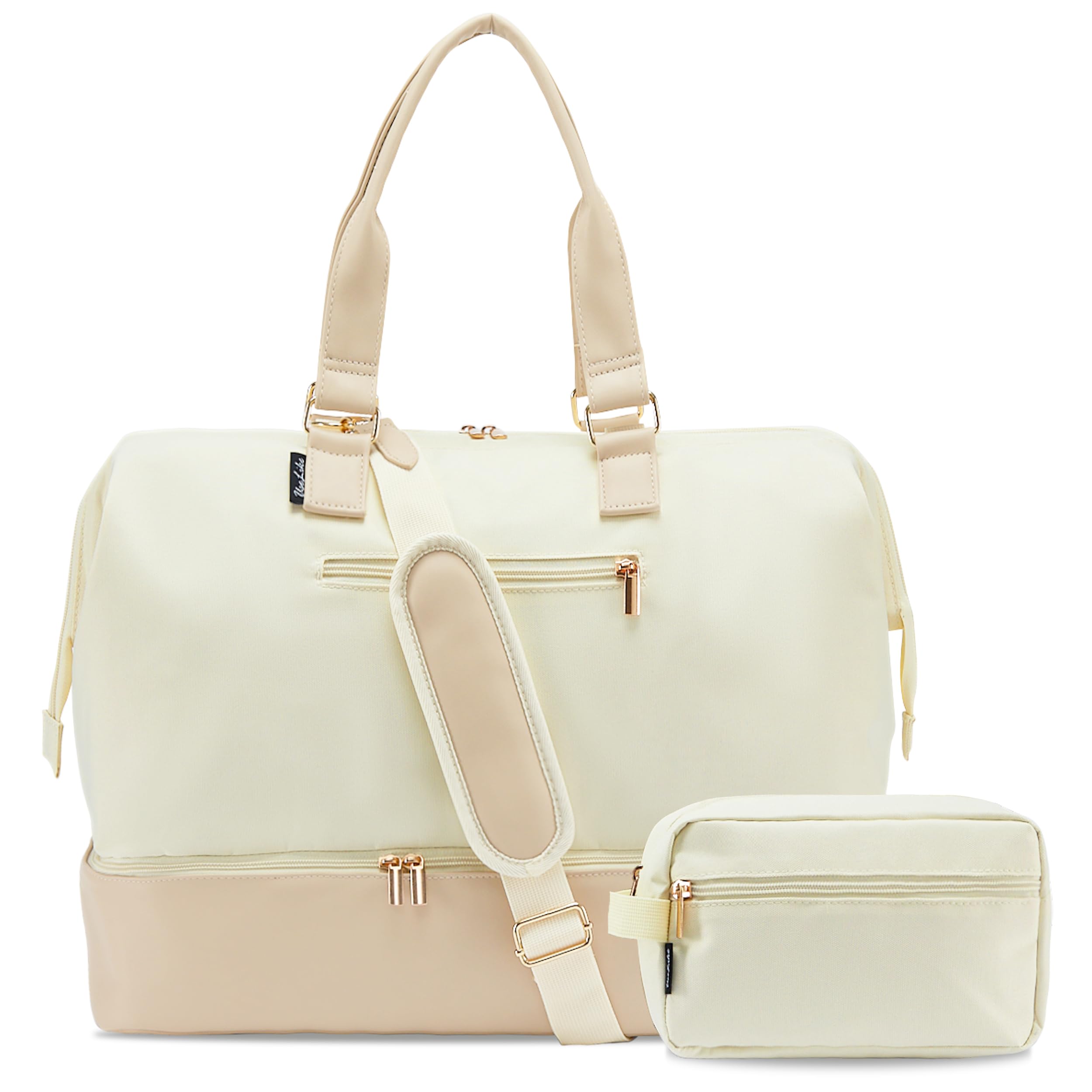 **Women's Weekender Bag - Large Travel Duffel with Shoe Compartment & Toiletry Pouch | Carry-On Overnight Tote for Weekend Getaways, Gym, Hospital Labor & Delivery**