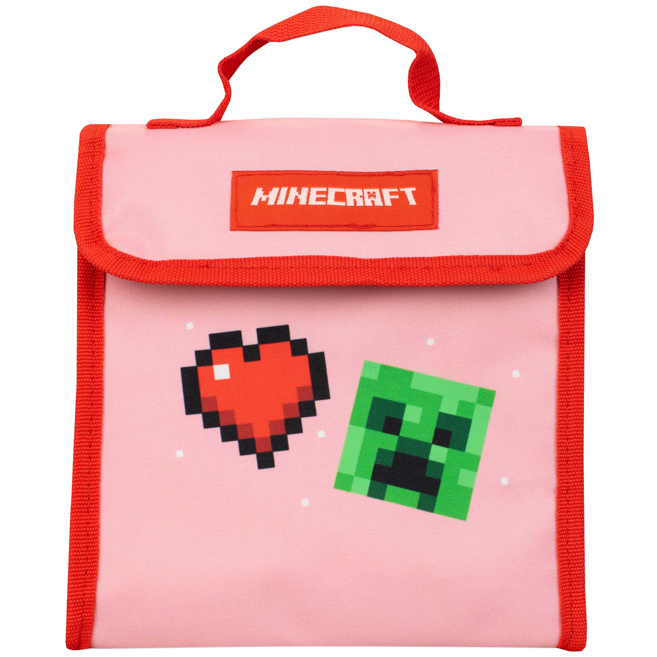 Minecraft Kids Backpack 4-Piece Set Pink One Size - Perfect for School, Travel & Gaming Accessories Storage