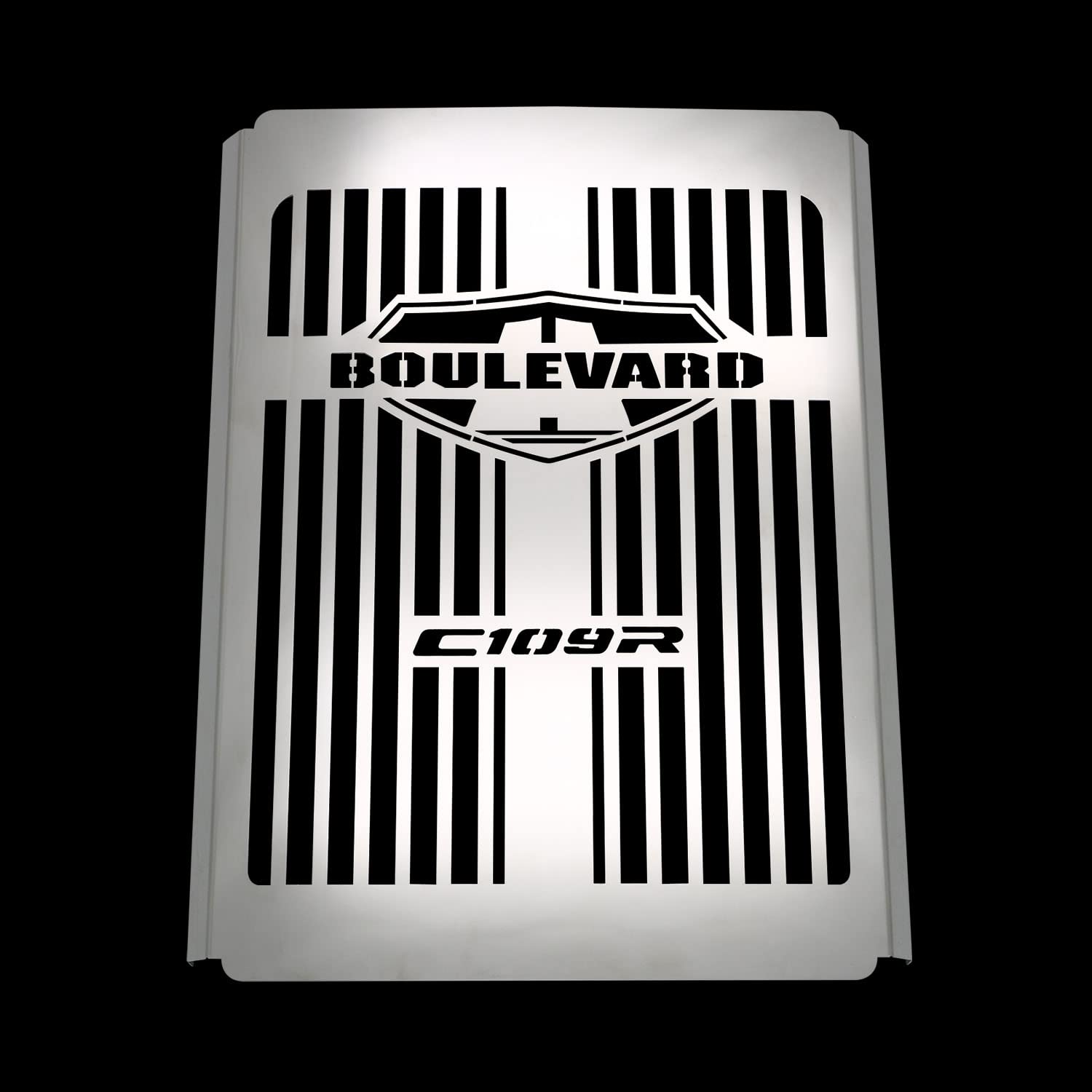 Skull Motorcycle Radiator Grill Cover - Chrome Steel Skull Design for Suzuki Boulevard C109R & Intruder VLR1800 - Heavy Duty Protection (Silver) | Perfect for Custom Bike Upgrades & Harley Style Modifications