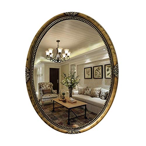 Antique Gold Oval Wall Mirror - Vintage Bathroom Makeup Mirror with Elegant Frame, Perfect for Dressing Rooms, Hallways & Vanity Areas - Decorative Cosmetic Mirror for Home Decor & Beauty Routine