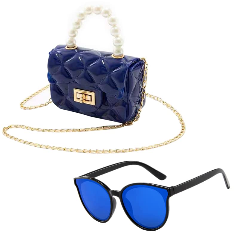 Kids Princess Purse with Accessories - Cute Flap Handbag with Pearl Handle & Sunglasses for Girls | Perfect for Dress-Up, Birthday Gifts & Pretend Play