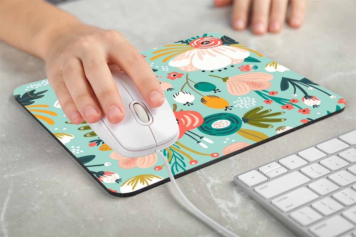 Floral Design Mouse Pad with Non-Slip Rubber Base - 7.9 x 9.5 Inch Computer & Laptop Mousepad for Home, Office & Gaming - Perfect for Work Desks, Gaming Setups & Home Decor