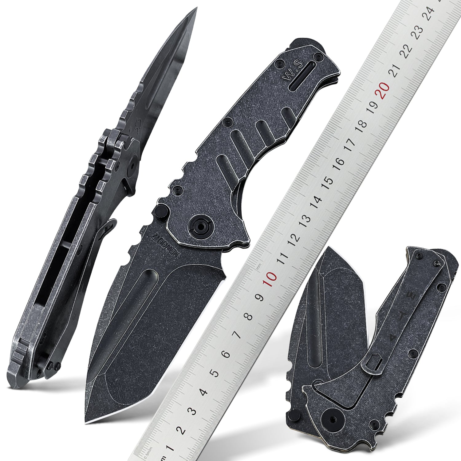 Premium Triton Aus 8 Japanese Steel Tanto Pocket Knife with Clip - EDC, Camping, Survival & Outdoor Activities