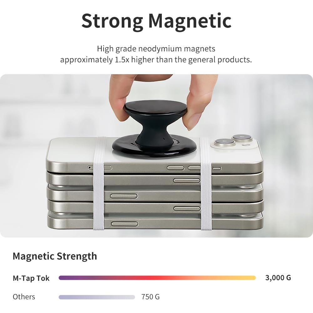 Sinjimoru Soft Silicone Magnetic Phone Grip for iPhone 16/15/14/13/12 - M-Tap Tok Lavender MagSafe Finger Holder | Comfortable One-Hand Use for Driving, Video Calls & Daily Activities