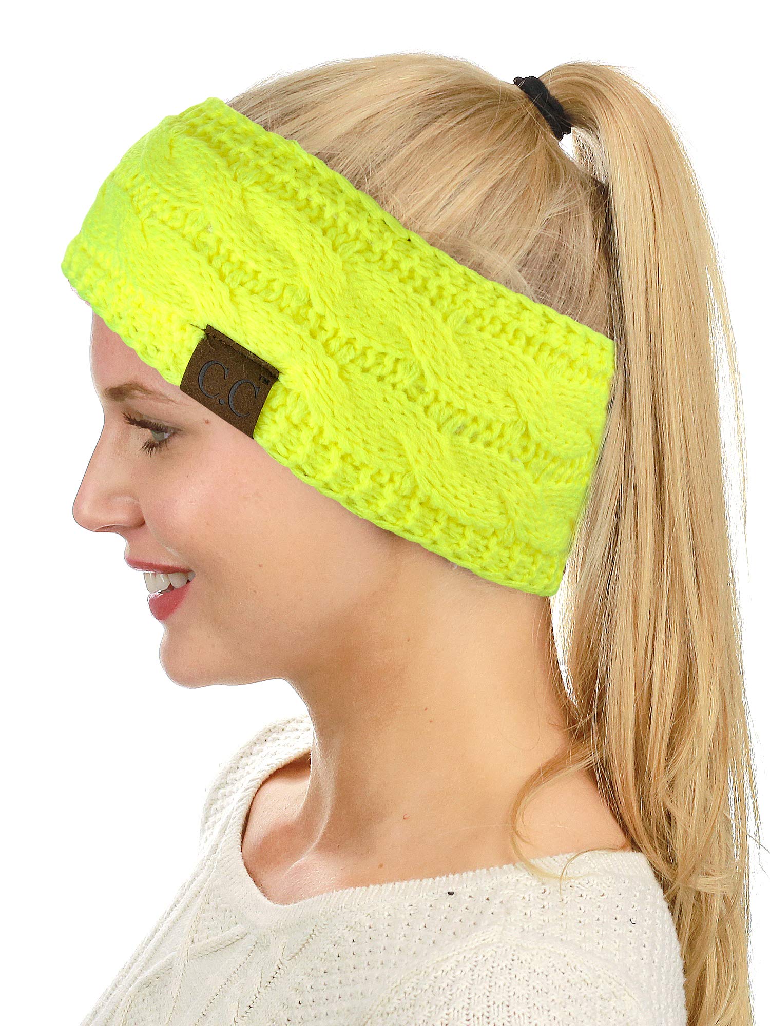 Soft Stretch Winter Warm Cable Knit Fuzzy Lined Ear Warmer Headband for Women & Men - Cozy Cold Weather Accessory for Skiing, Running, Hiking & Outdoor Activities