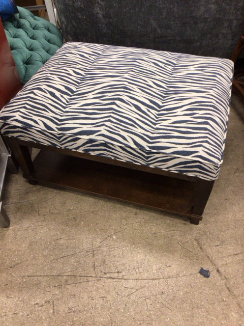 Bassett Zebra Print Ottoman - Stylish Footrest & Storage Bench for Living Room, Bedroom, or Office | Modern Animal Print Home Decor