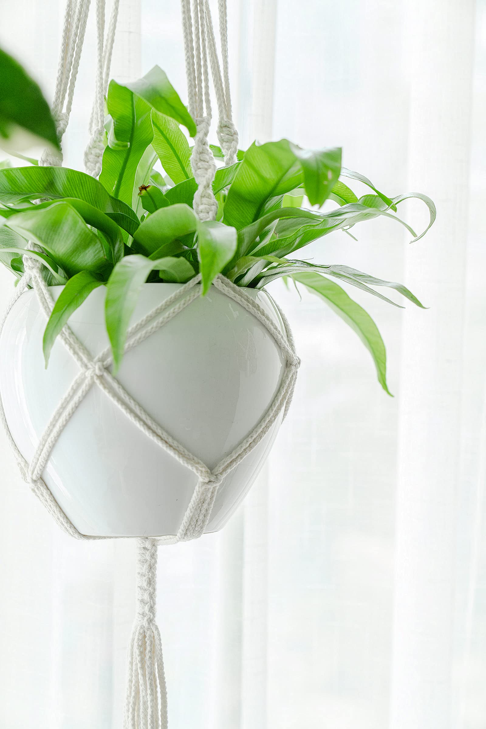Mkono Macrame Plant Hanger - 41 Inch Cotton Rope Hanging Planter Basket with 4 Legs for Indoor Outdoor Plants | Boho Home Decor, Living Room, Patio, Garden Decorations