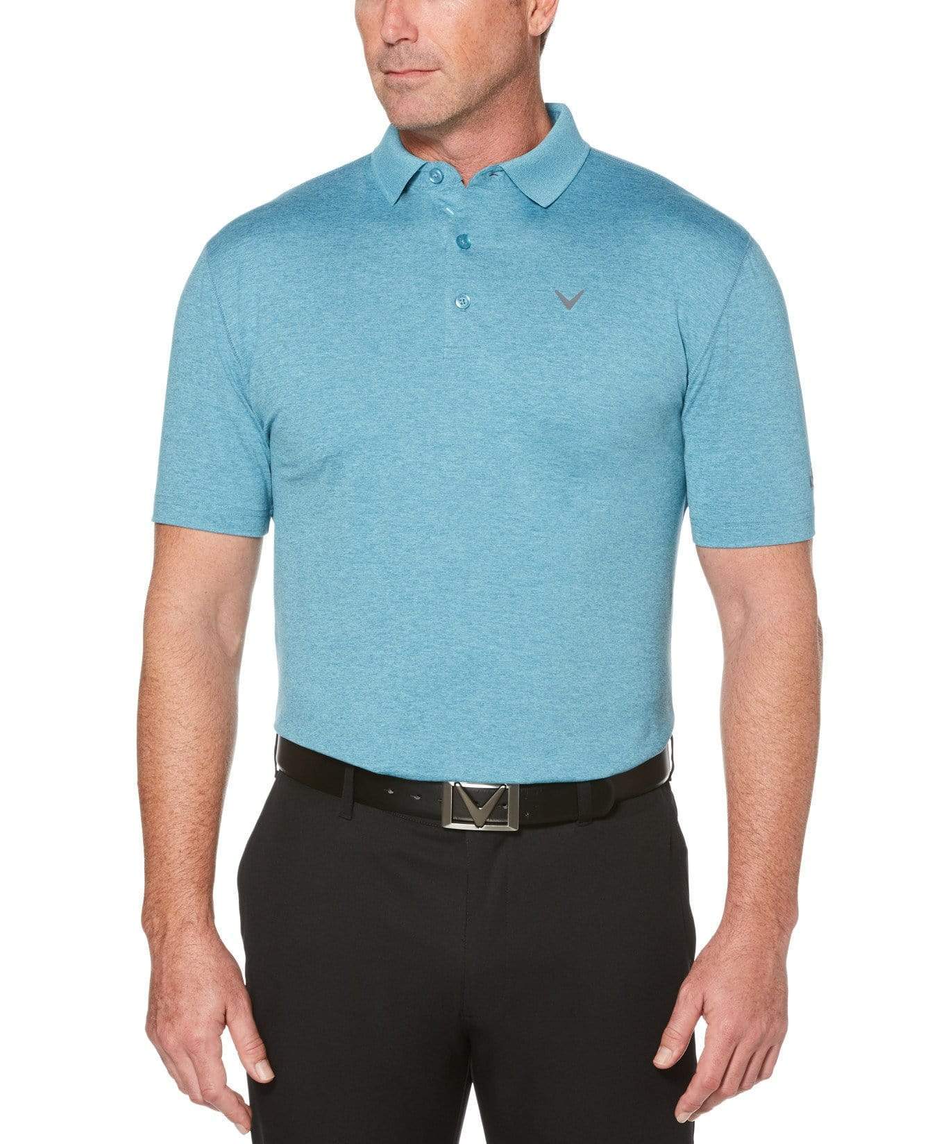 Men's Cooling Heathered Polo Shirt with Chevron Pattern - Breathable & Comfortable for Work, Golf & Casual Wear