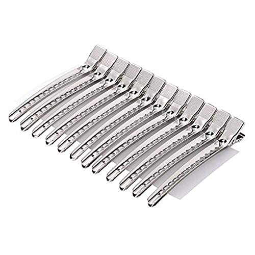 Professional Hairdressing Salon Duck Bill Clips - 12 Pack Silver Sectioning Clips for Hair Styling & Coloring | Perfect for Salon, Home Use & DIY Hairstyles