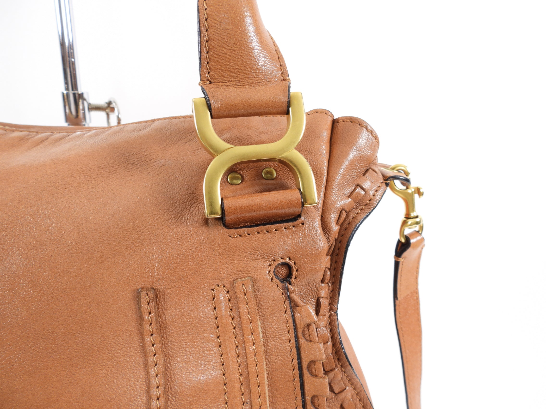 Chloe Tan Leather Large Marcie Two-Way Shoulder Bag - Luxury Designer Handbag for Women | Perfect for Work, Travel & Everyday Use