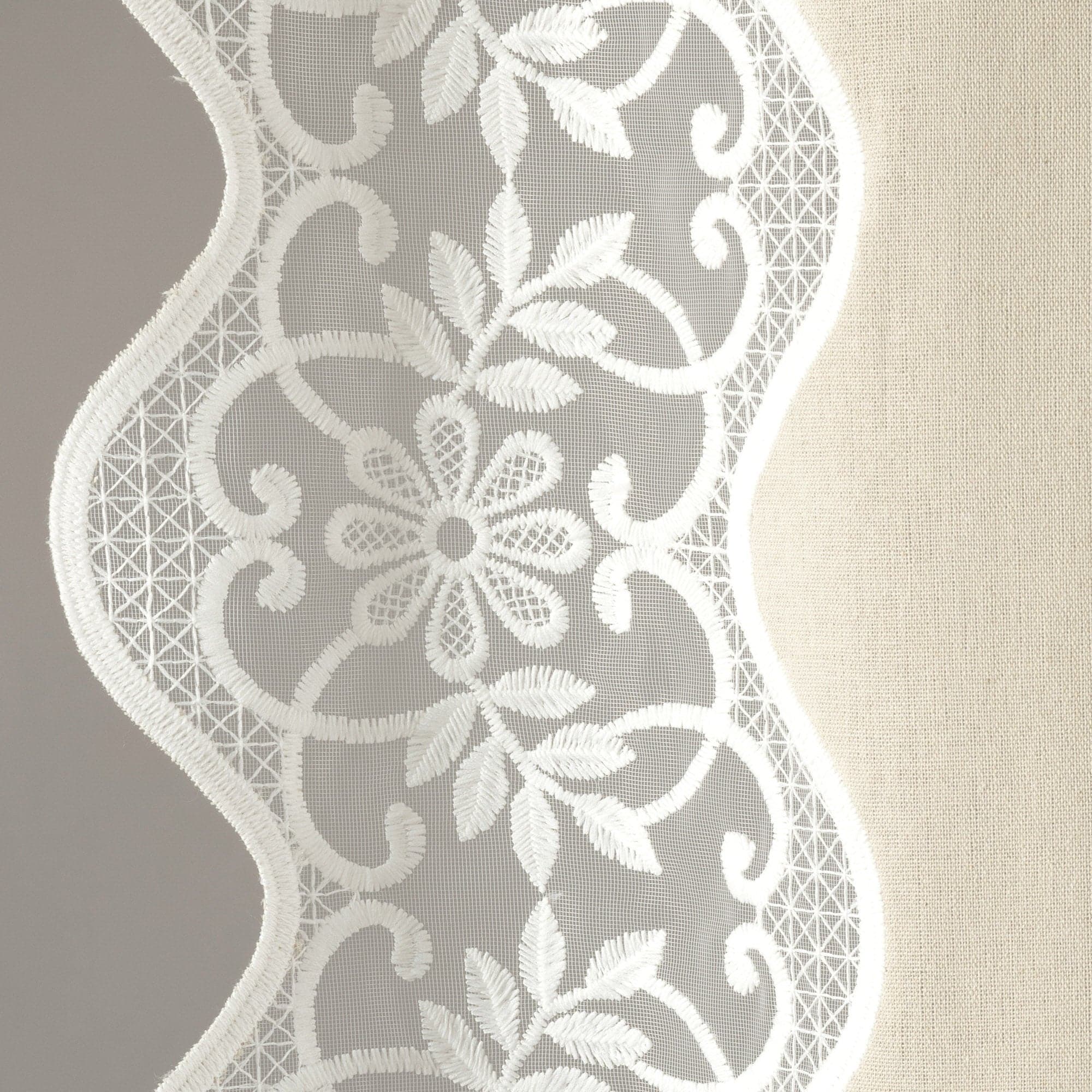 Elegant Scalloped Edge Lace Border Window Curtain Panel - Sheer Voile Drapes for Living Room, Bedroom & Nursery - Light Filtering Privacy Window Treatment
