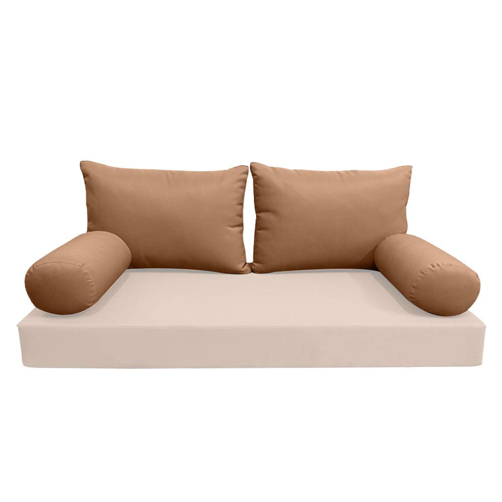 Outdoor Bolster Back Pillow Slipcover - Knife Edge Design - Style 2 - Full Size (AD104) - Waterproof & UV Resistant - Perfect for Patio Furniture, Poolside Loungers & Outdoor Sofas