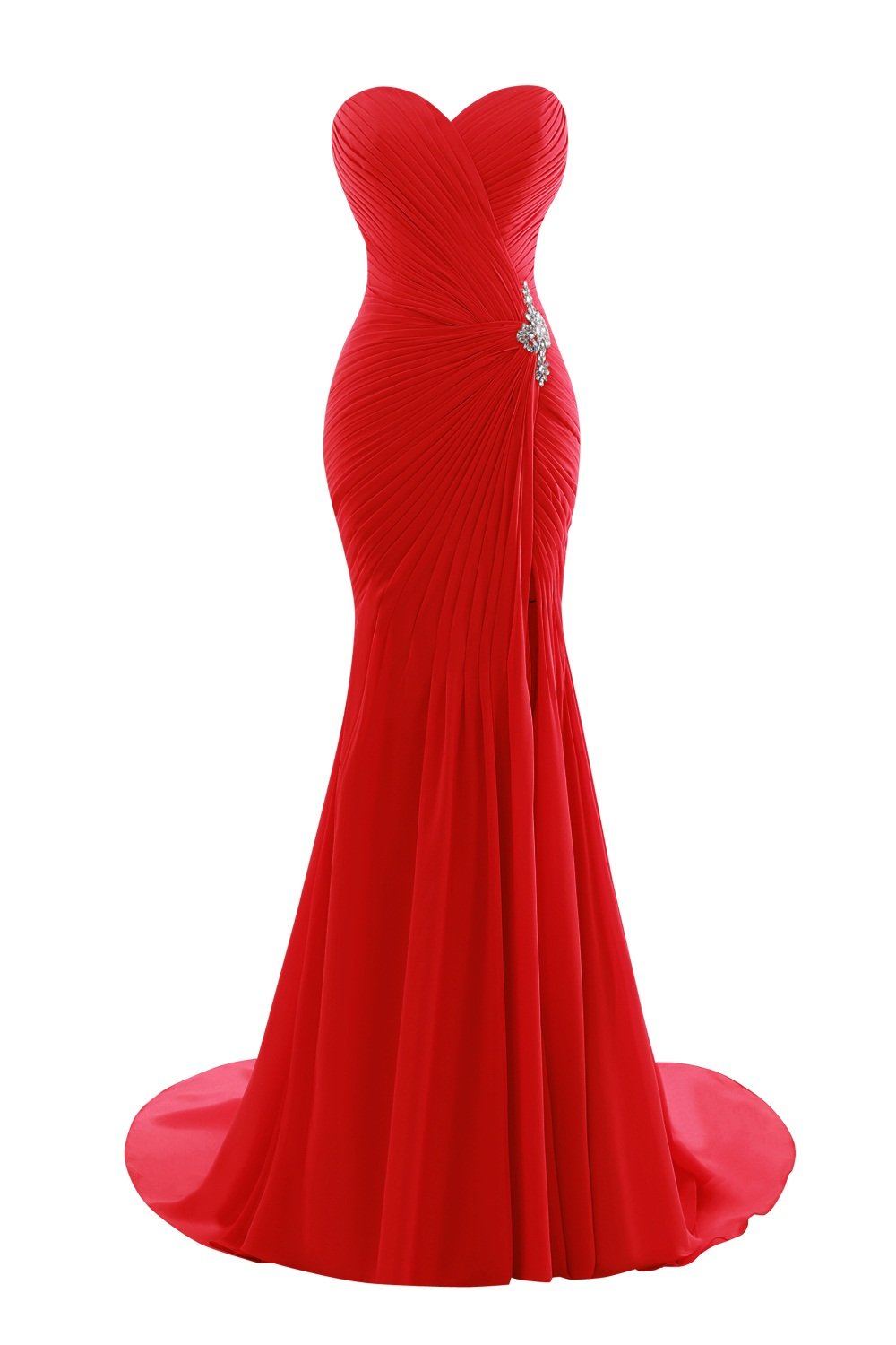 Elegant Red Mermaid Prom Dress with Pleat & Side Split - US Size 22W for Women | Perfect for Evening Parties, Homecoming & Formal Events