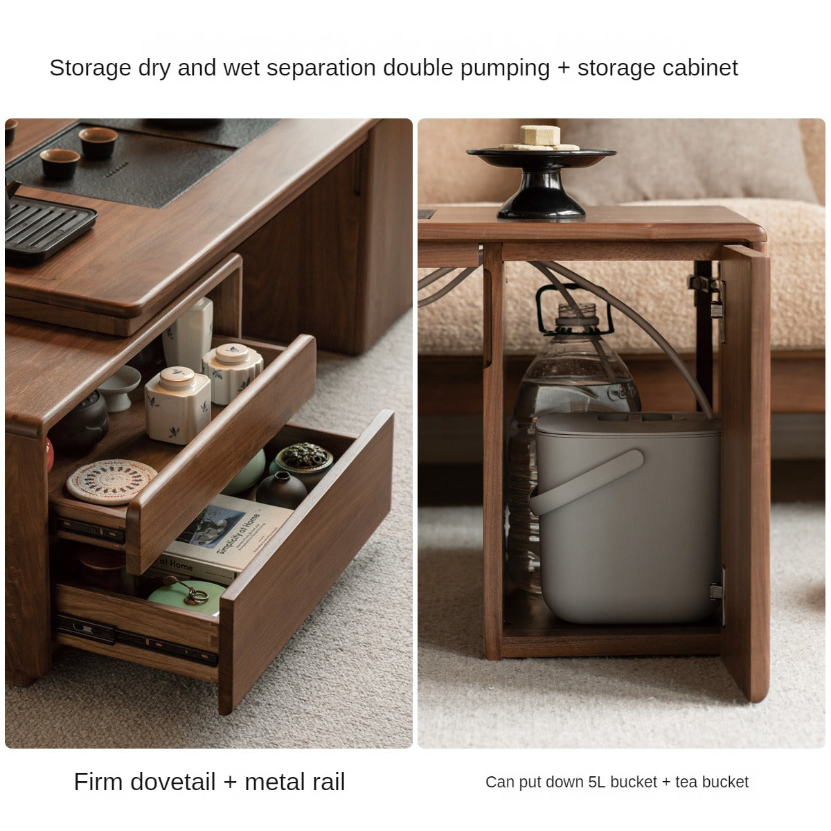 Premium Black Walnut Solid Wood Extendable Coffee Table - Expandable Dining Table for Small Spaces, Living Room Furniture for Home Office & Modern Apartments