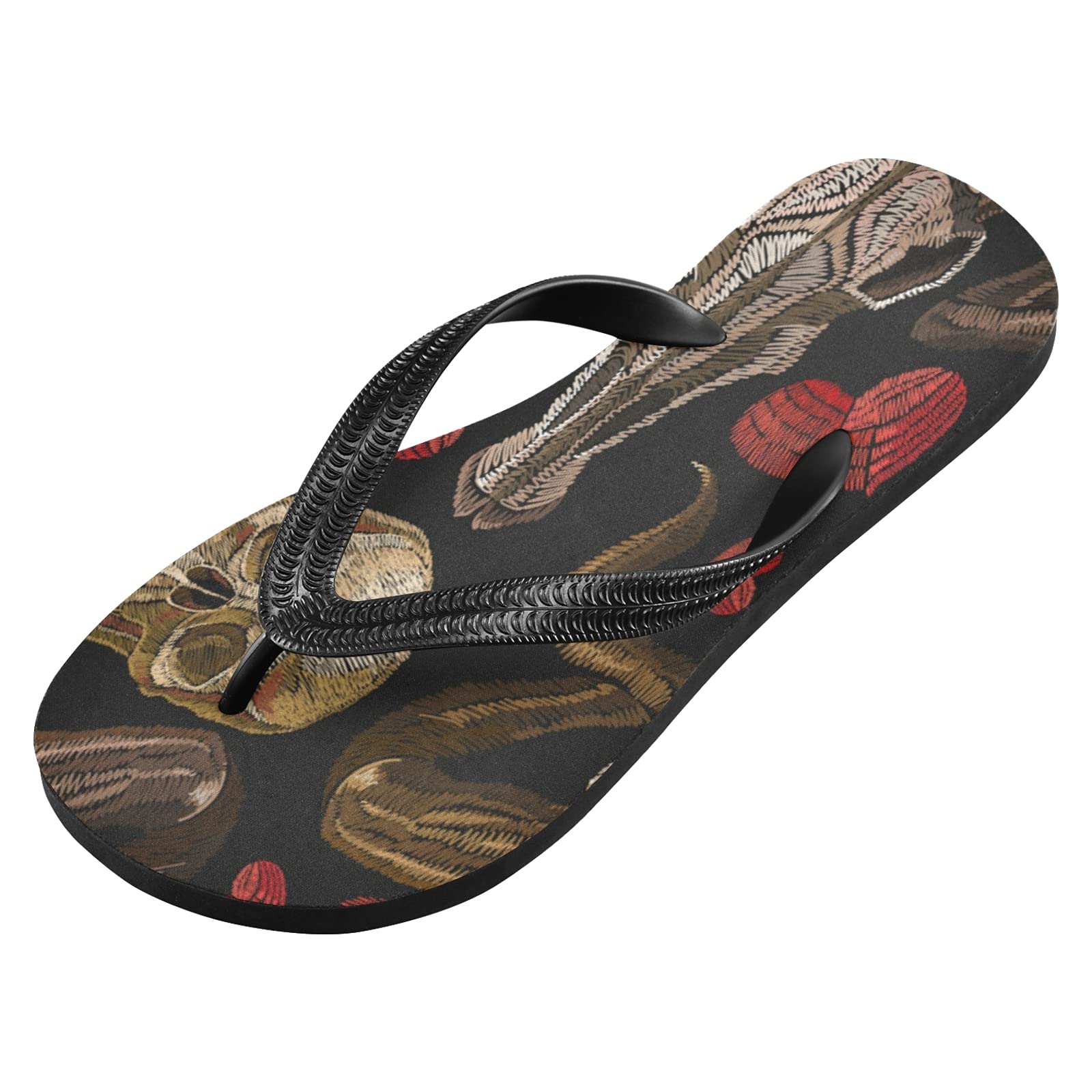 Sugar Skull Flower Flip Flops - Lightweight Non-Slip Summer Sandals for Women & Men | Casual Beach Slippers for Pool, Vacation & Outdoor Wear