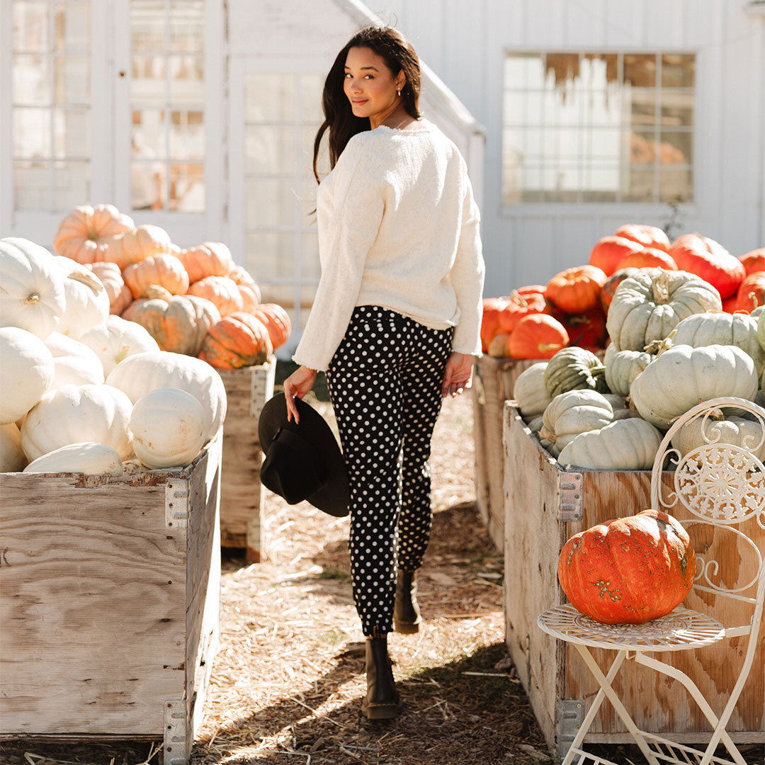 Black Polka Dot Joggers for Women - Stylish & Comfortable Running Pants for Casual Wear, Lounge & Travel