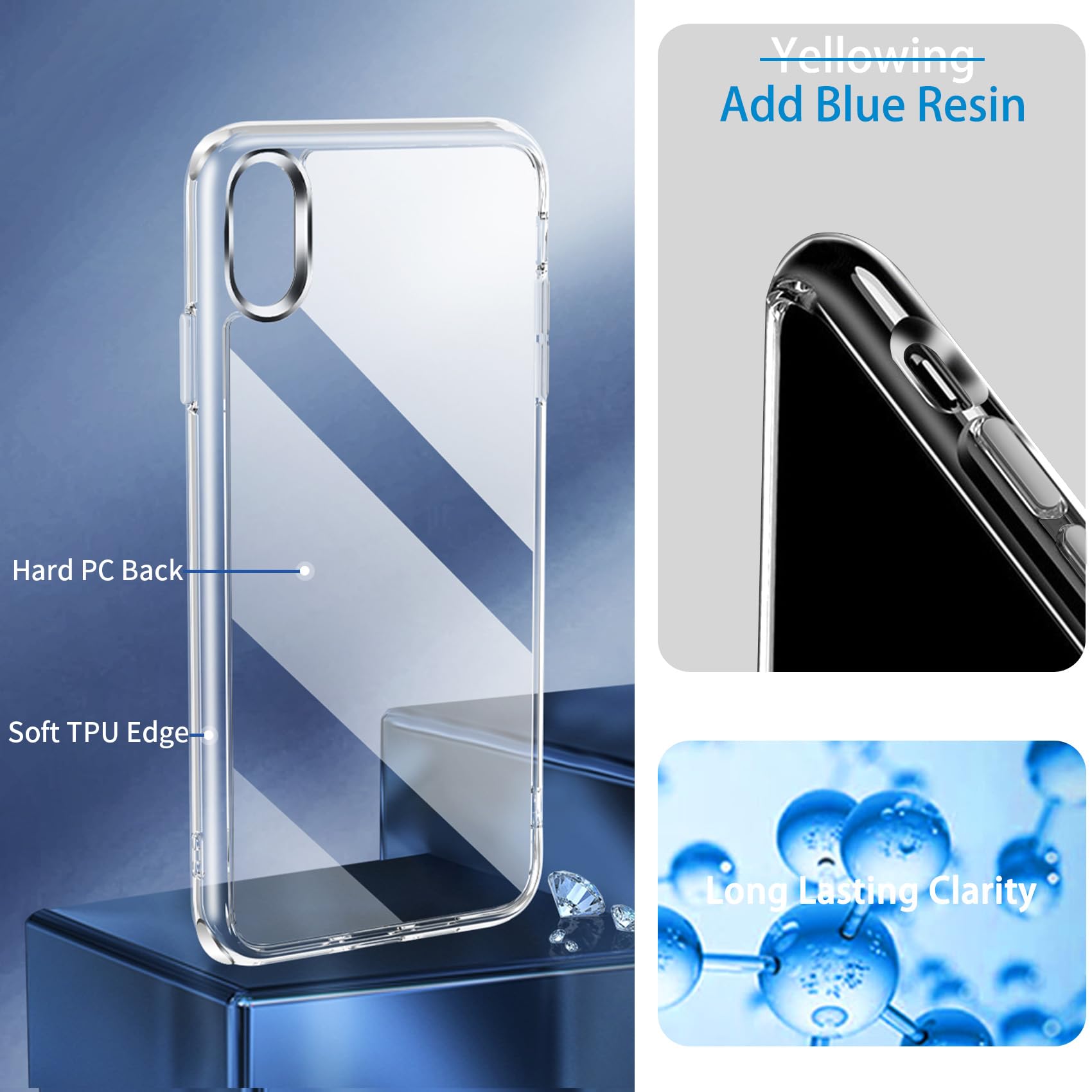 iPhone X/XS Clear Shockproof Phone Case - Slim Anti-Scratch Hard PC Back Protective Cover | Compatible with iPhone X & XS | Perfect for Everyday Protection & Drop Prevention