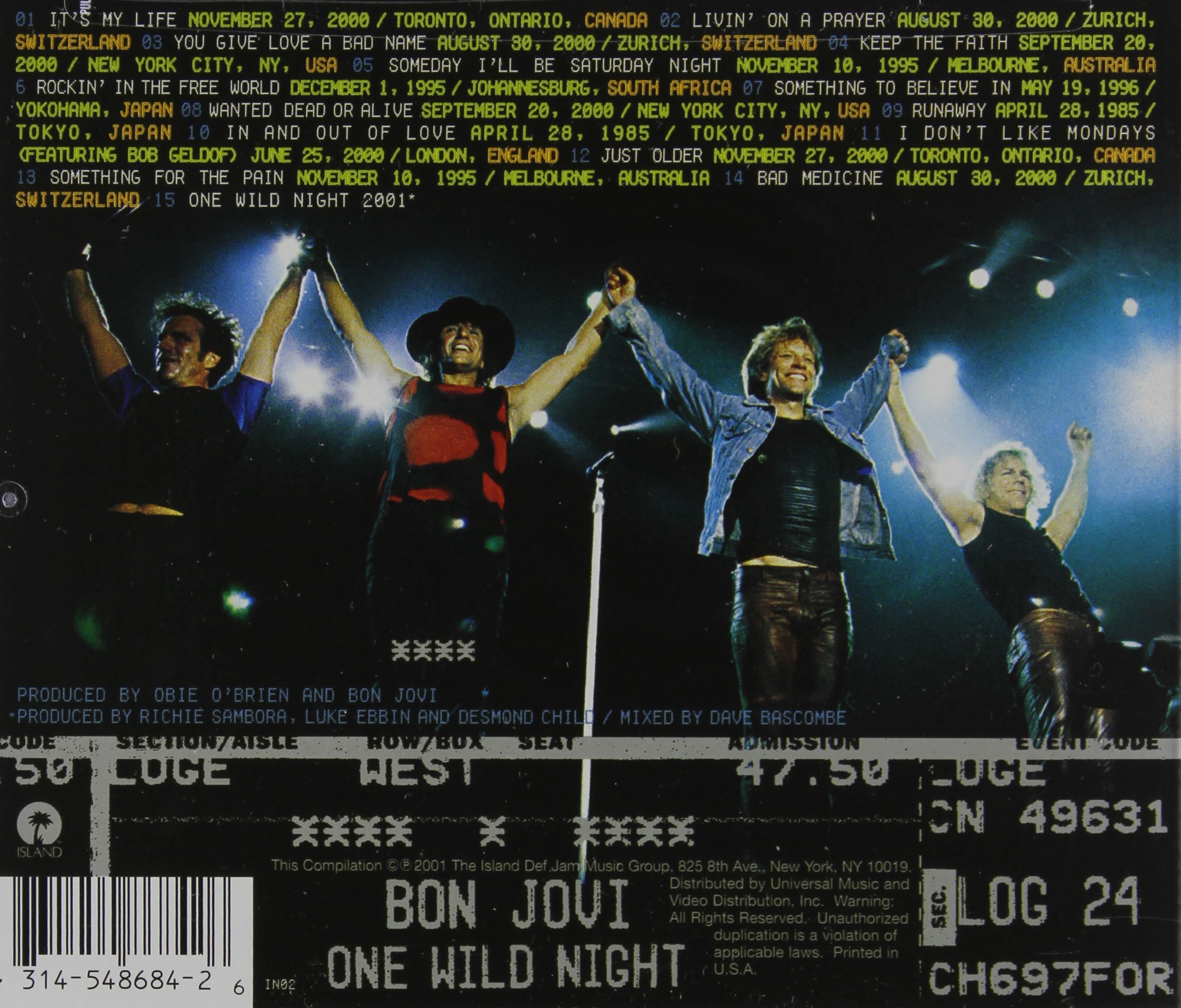Bon Jovi - One Wild Night Live Concert Album 1985-2001 | Greatest Hits & Live Performances | Perfect for Road Trips & Rock Music Parties
