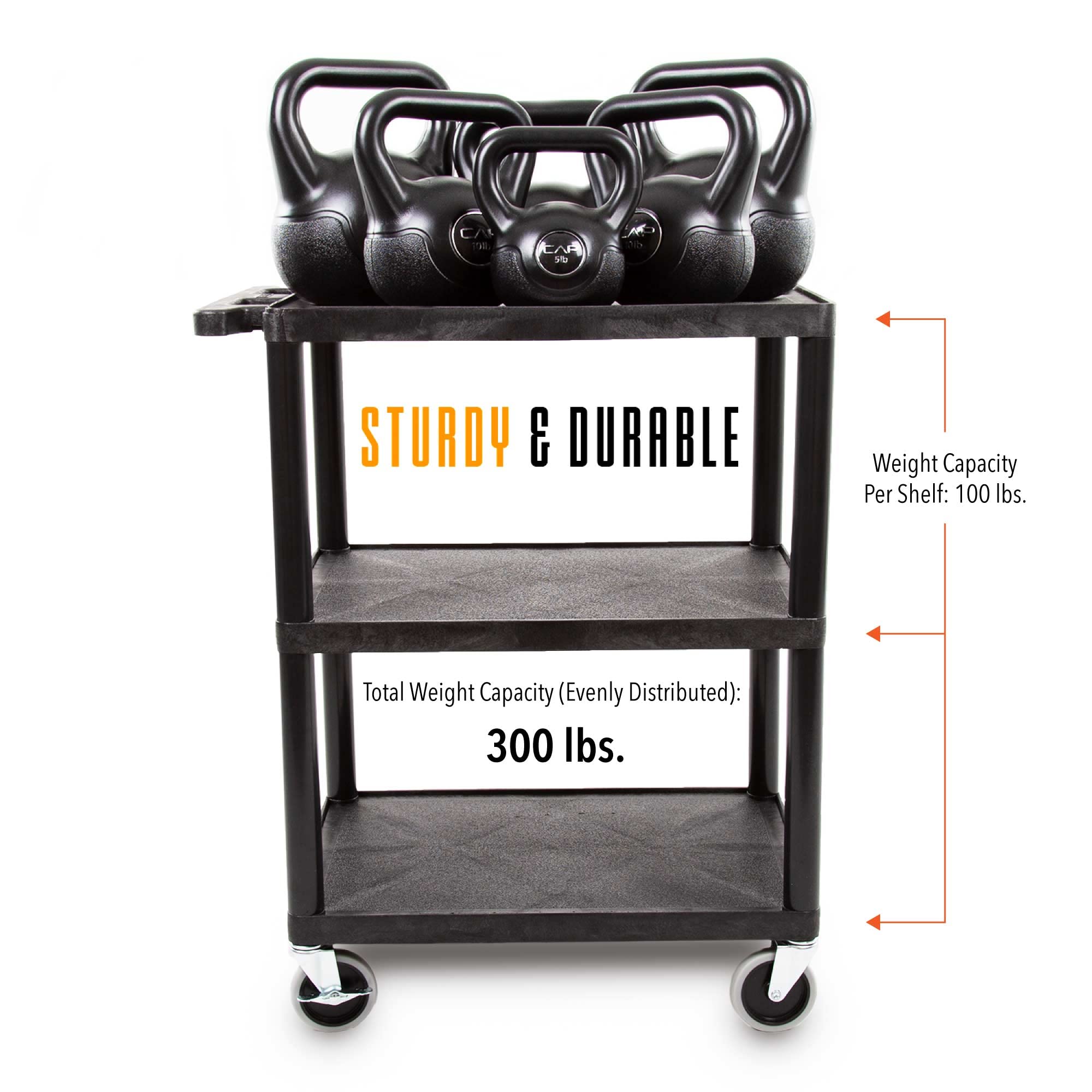 Heavy-Duty 3-Tier Flat Shelf Printer Cart with Wheels - 300 lbs Capacity Utility Storage Cart for Home Office & Warehouse (28