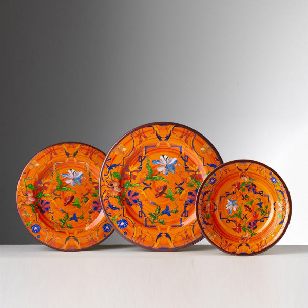 Premium Melamine Bowl Set - Durable & Lightweight Orange Firenze Design - Perfect for Dining, Picnics, Camping & Outdoor Entertaining