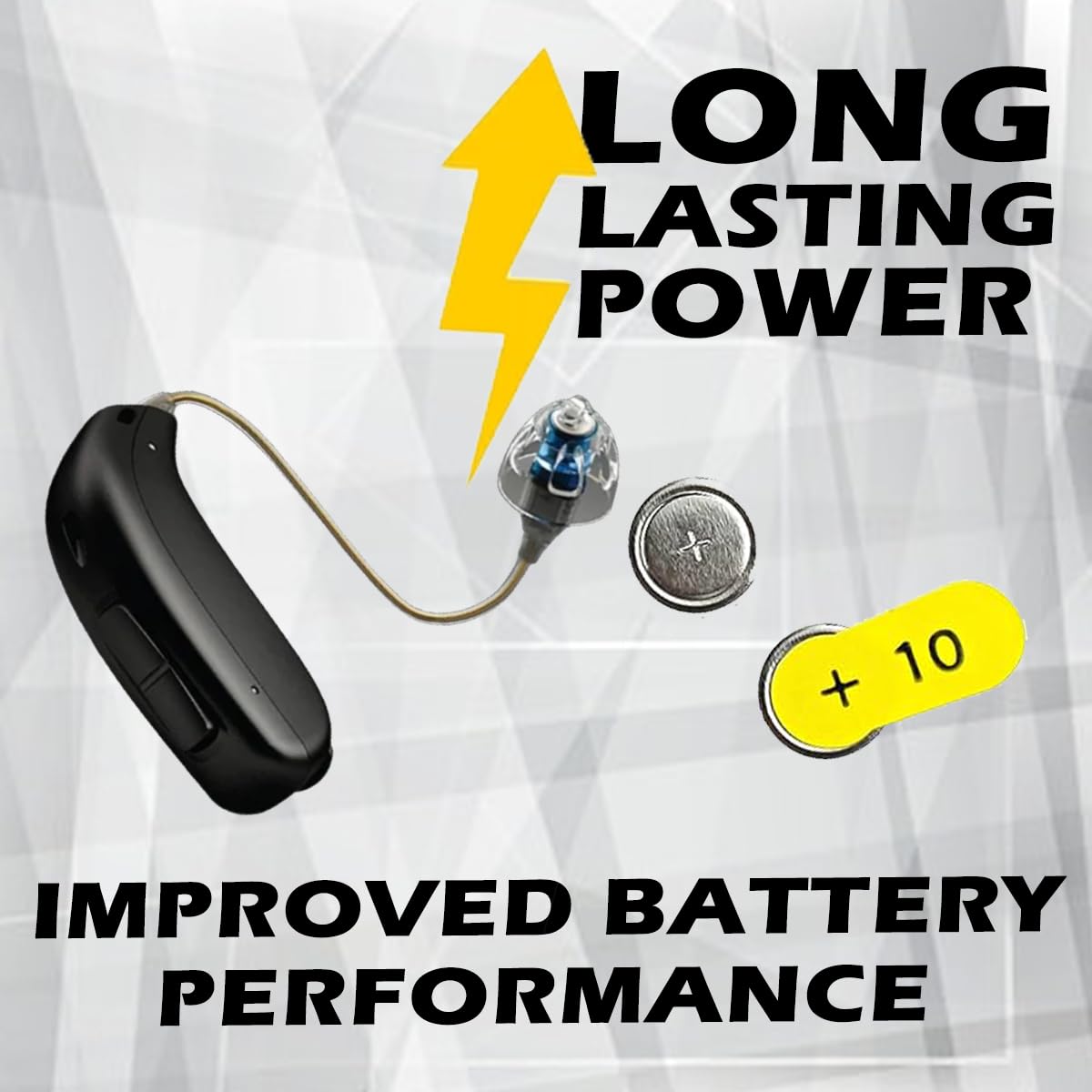 60 Pack Size 10 Hearing Aid Batteries with Keychain Holder - Long-Lasting Power for Hearing Devices, Perfect for Travel & Daily Use