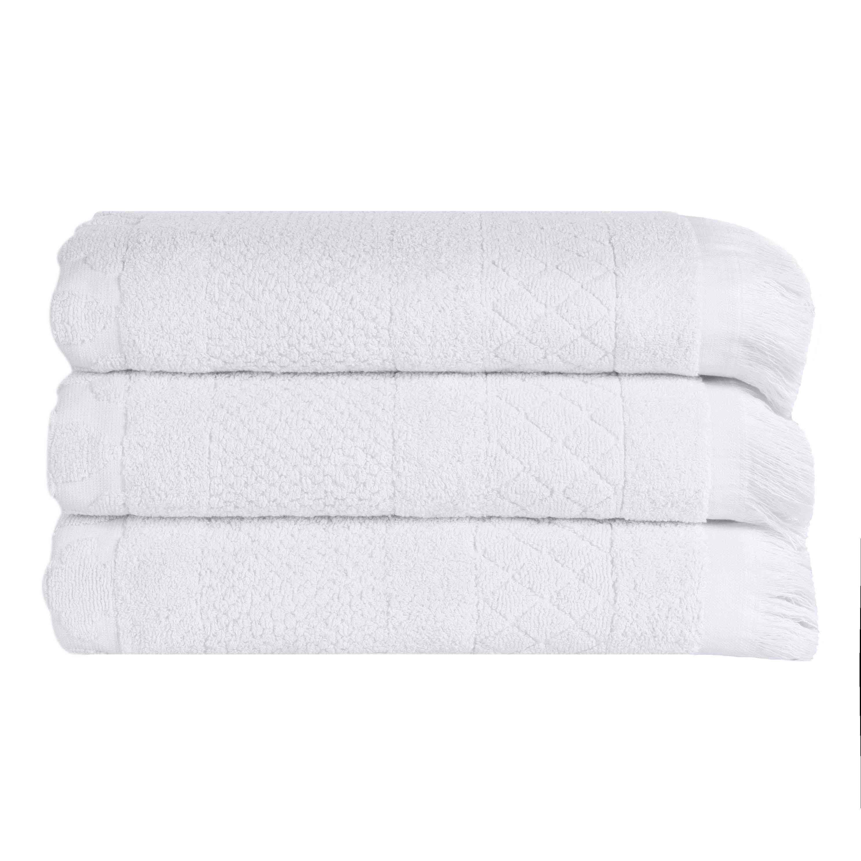 Premium Rolla Cotton Geometric Jacquard Plush Bath Towel Set - 3 Pack | Ultra Absorbent & Quick-Drying | Luxury Spa, Bathroom & Beach Towels