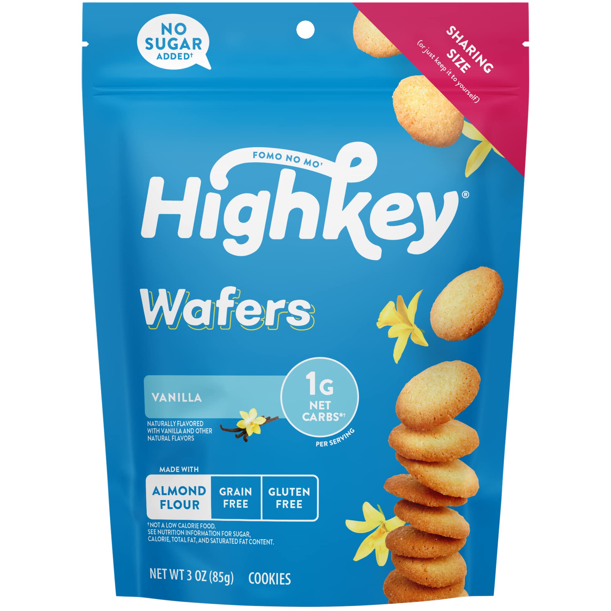 HighKey 3oz Vanilla Wafer Cookies - Keto Snacks for Office & Travel