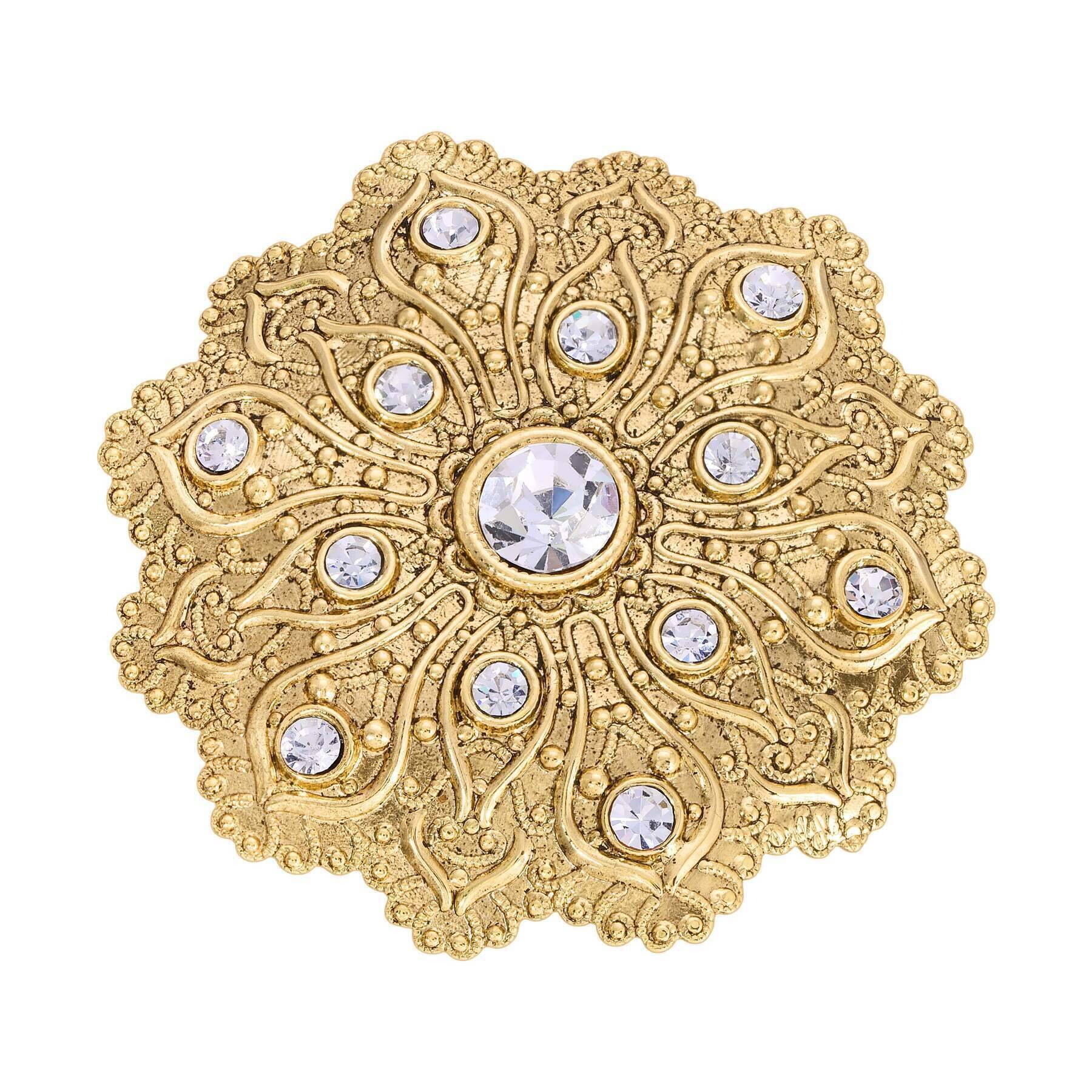 1928 Imperial Flower Crystal Brooch - Vintage Rhinestone Jewelry for Women, Elegant Pin for Dresses, Coats & Special Occasions